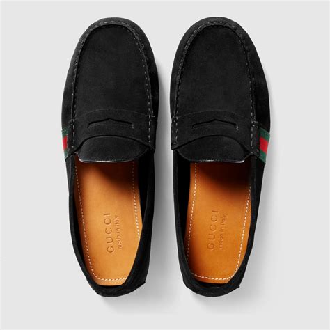 mens black gucci driver shoes|gucci suede driving shoes.